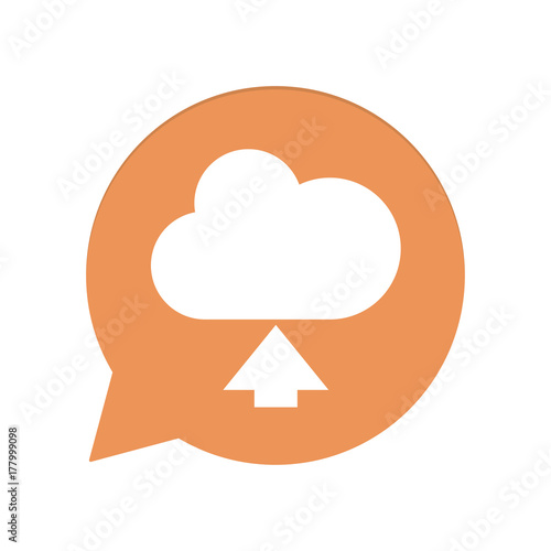 Orangene Sprechblase rund - Wolke hochladen