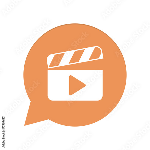 Orangene Sprechblase rund - Filmklappe