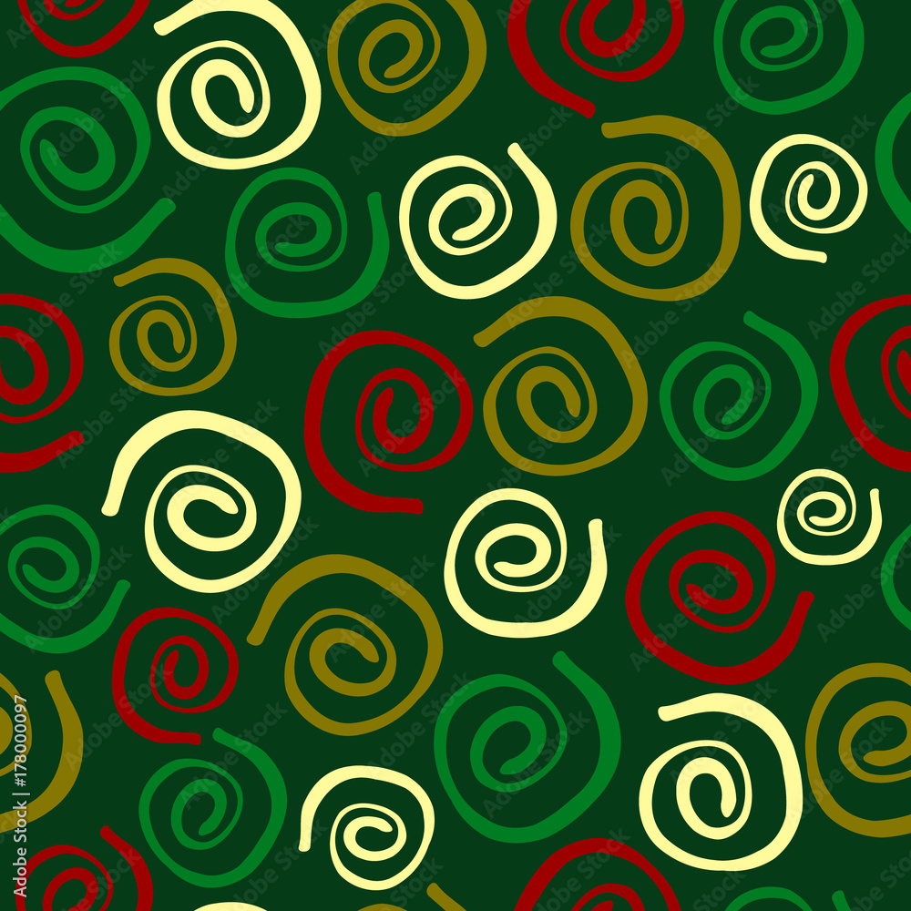 Seamless xmas pattern with spirals