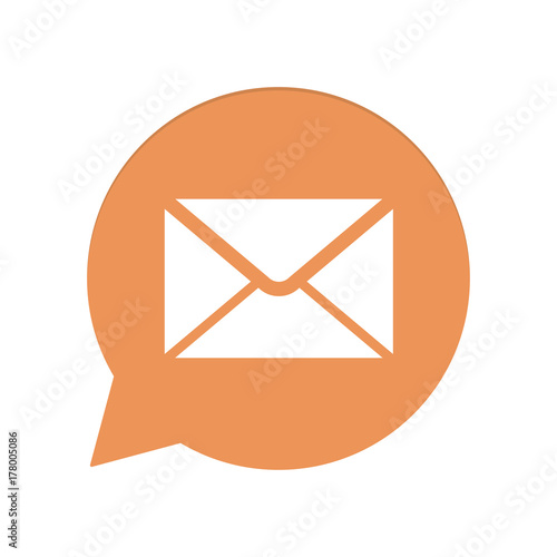Orangene Sprechblase rund - Brief