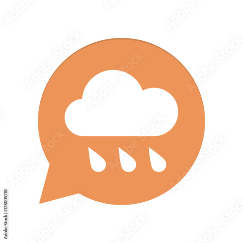 Orangene Sprechblase rund - Regenwolke