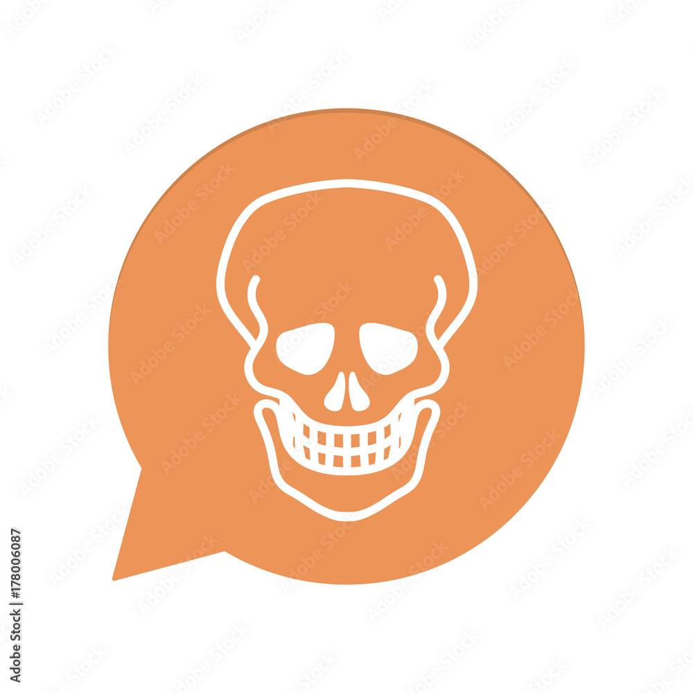 Fototapeta premium Orangene Sprechblase rund - Totenkopf