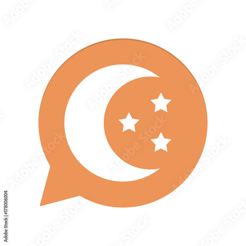 Orangene Sprechblase rund - Mond und Sterne - Schlaf