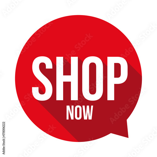 Shop Now sign button speech bubble