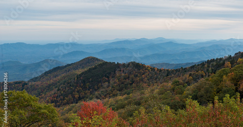 vast view of fall colors in the mountains