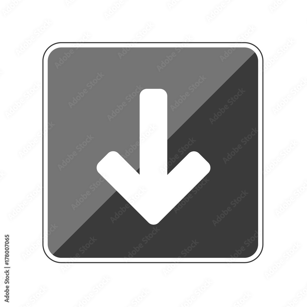 Pfeil unten - Hinweis - Reflektierender App Button Pfeil unten - Hinweis - Reflektierender App Button