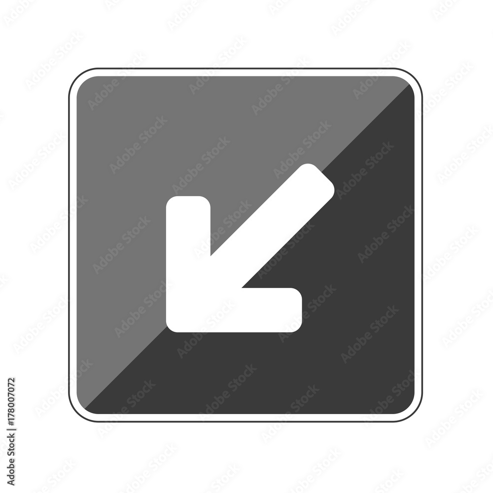 Pfeil links unten - Hinweis - Reflektierender App Button Pfeil links unten - Hinweis - Reflektierender App Button