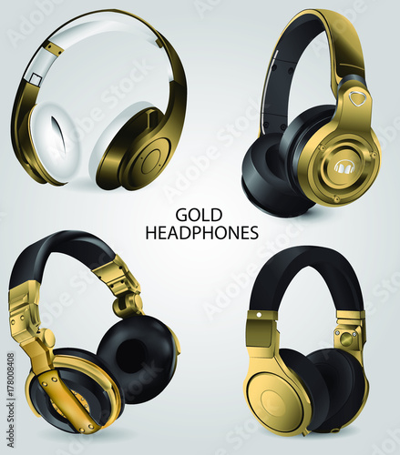 Gold Headphones Dj Mix