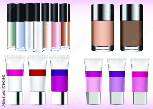 Vector set of creams and professional makeup cosmetics