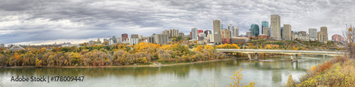 Panorama of Edmonton, Alberta, Canada with colorful aspen in fall © Harold Stiver