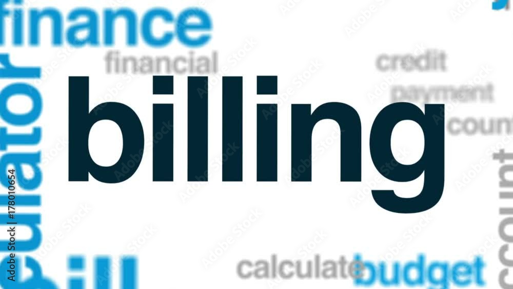 Billing animated word cloud, text design animation. Billing animated word cloud, text design animation.