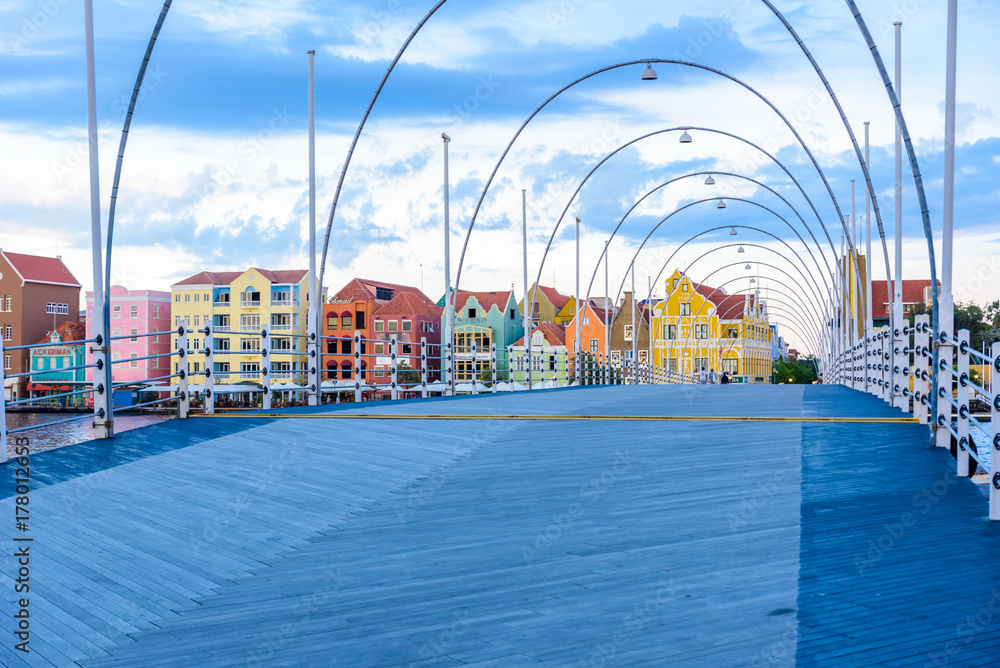 Fototapeta premium Colorful Buildings in Willemstad downtown, Curacao, Netherlands Antilles, a small Caribbean island - travel destination for cruise ships or vacation