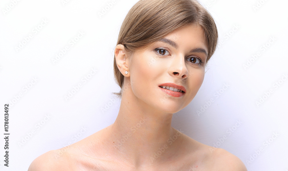 closeup face of a beautiful young woman. closeup face of a beautiful young woman.