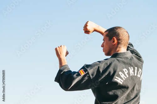 Man doing katas during a training photo