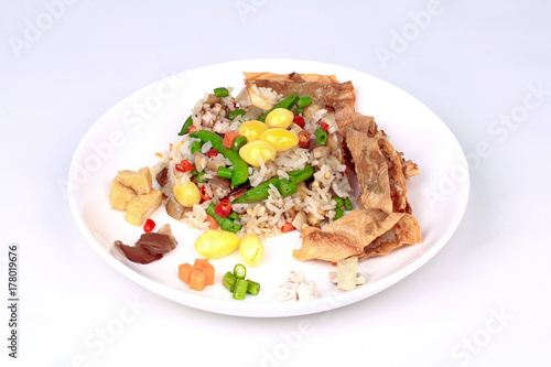 Colorful Fried rice with mixed vegetable served