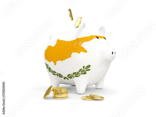 Quadro em tela Fat piggy bank with fag of cyprus