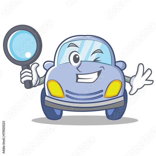 Detective cute car character cartoon