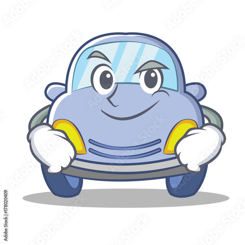 Smirking cute car character cartoon