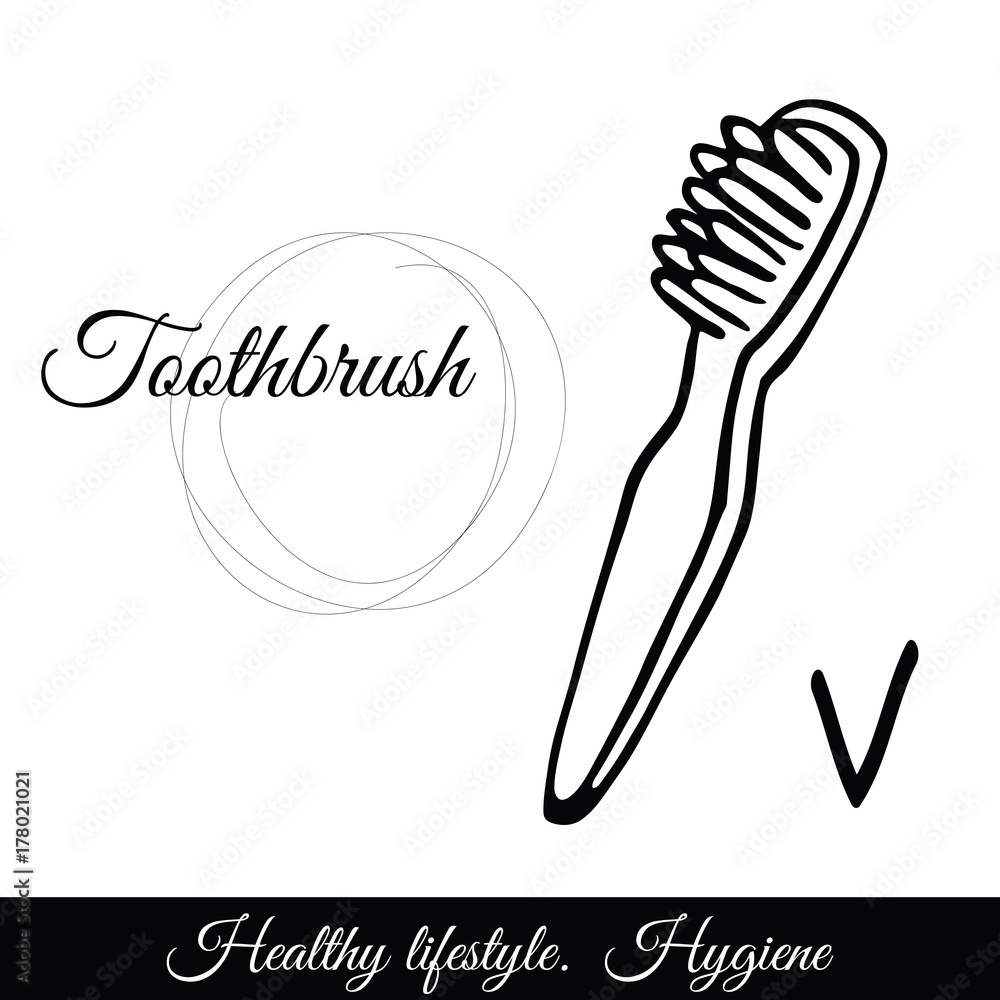 Outline toothbrush vector icon. A symbol of hygiene Outline toothbrush vector icon. A symbol of hygiene