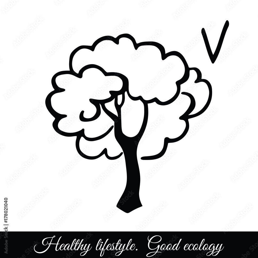 Outline tree vector icon. A symbol of good ecology Outline tree vector icon. A symbol of good ecology