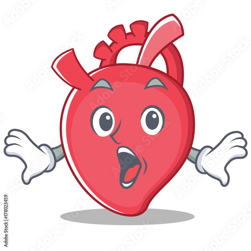Surprised heart character cartoon style