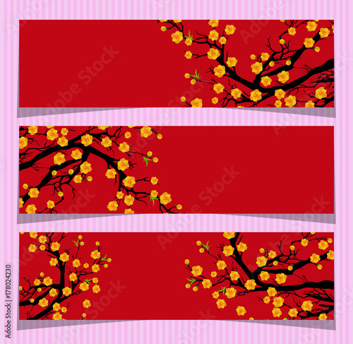 Vector Cherry blossom for Chinese New Year and lunar new year