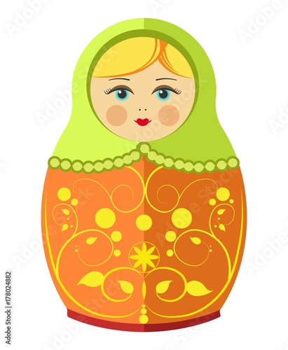 Matryoshka doll or Russian nesting doll with ornament