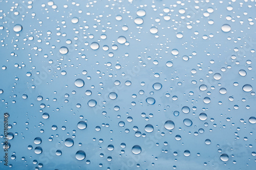 Water drops on glass, closeup