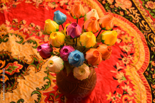 Artificial flowers made from colorful plastic.   © neenawat555