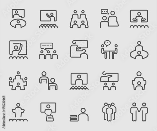 People meeting and Teamwork outline icon