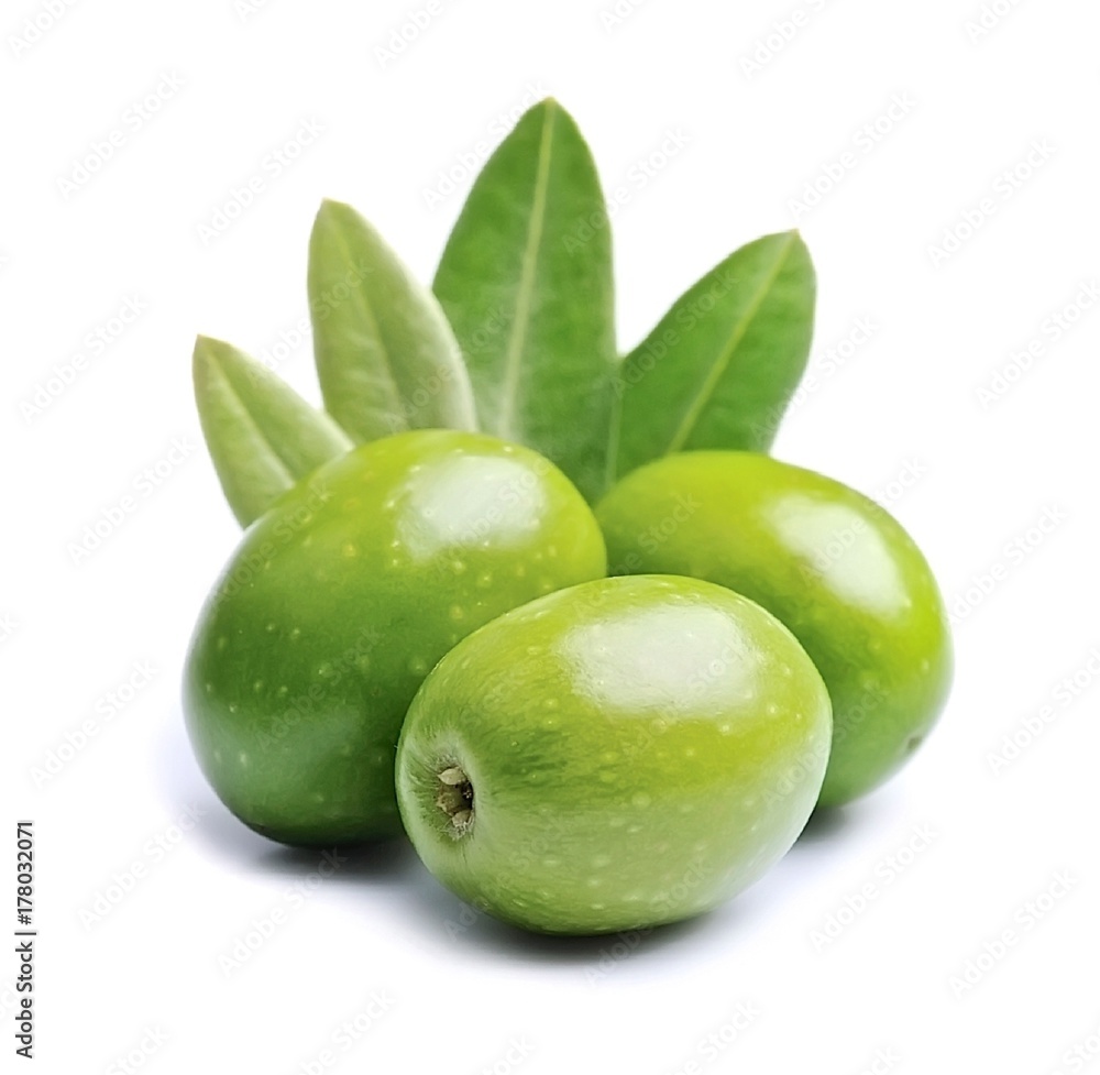 Obraz premium Olive fruit and olive leaves