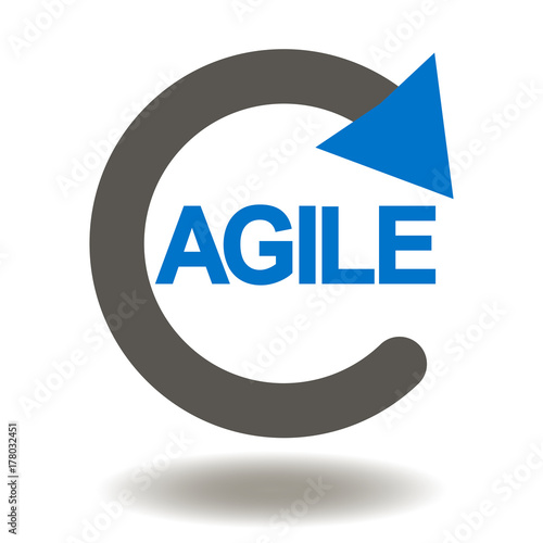 Agile Life Cycle Icon Vector. Agility Development Illustration. Flexible Developing Process Logo. Circular (Rotation) Arrow AGILE Text Symbol.