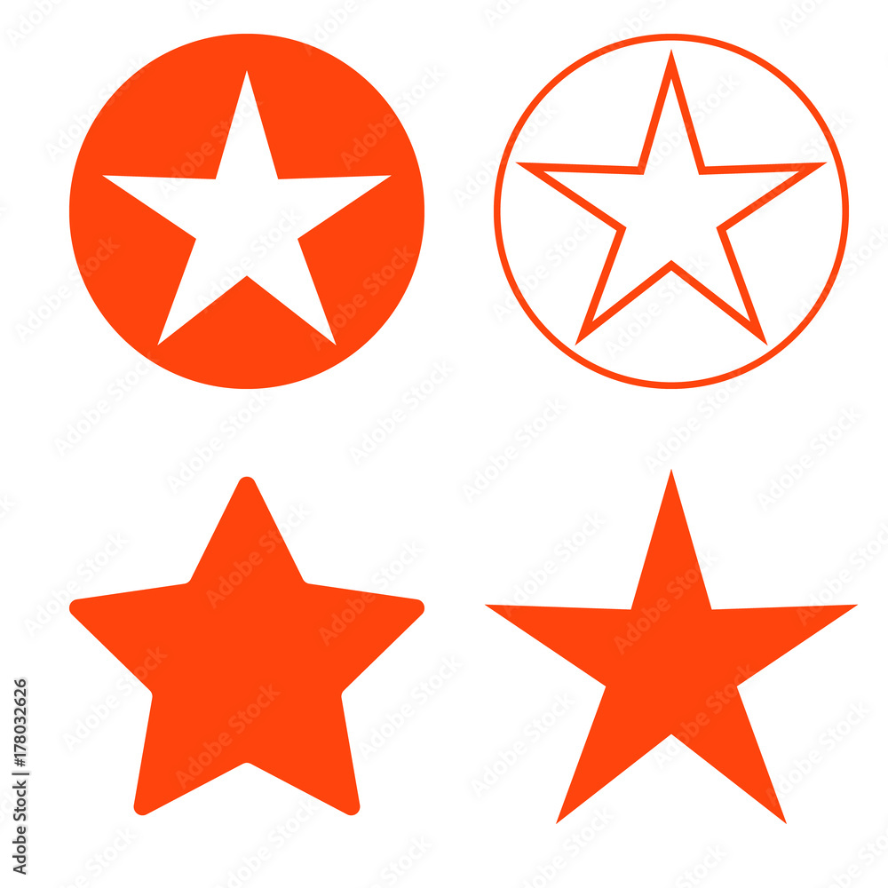 Isolated red star icon, ranking mark Isolated red star icon, ranking mark