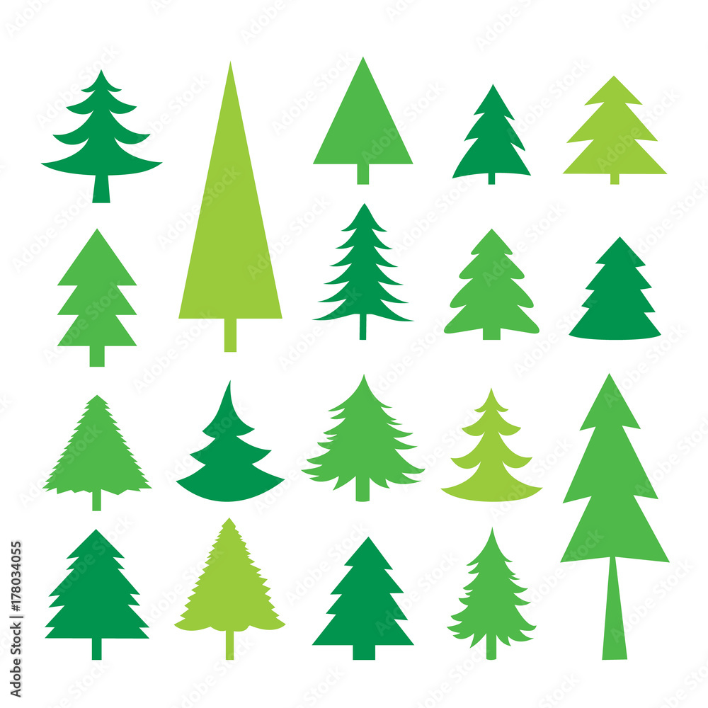 Tree Merry Christmas Icon Isolated Vector