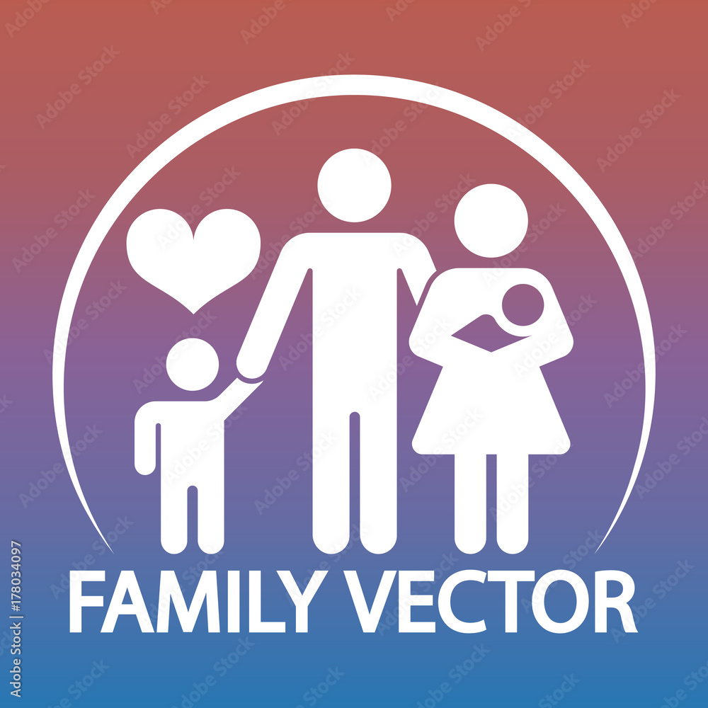 Happy family logo design - parents and two kids emblem Happy family logo design - parents and two kids emblem