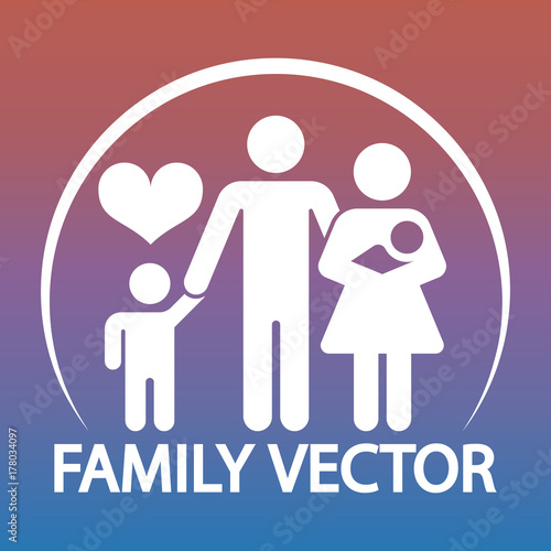 Happy family logo design - parents and two kids emblem