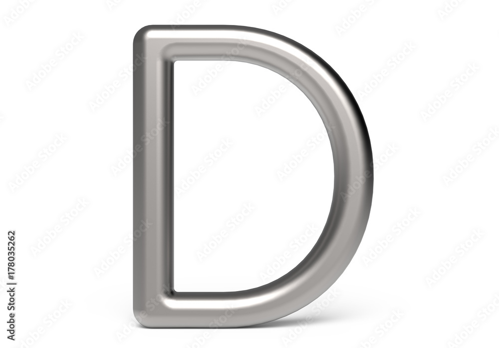 3D render metallic alphabet D 3D render metallic alphabet D