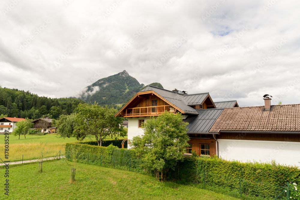 village houses in a mountain Alps landscape