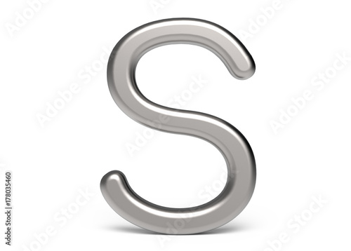 3D render metallic alphabet S