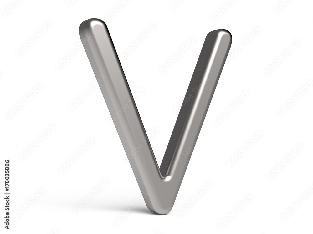 3D render metallic alphabet V 3D render metallic alphabet V