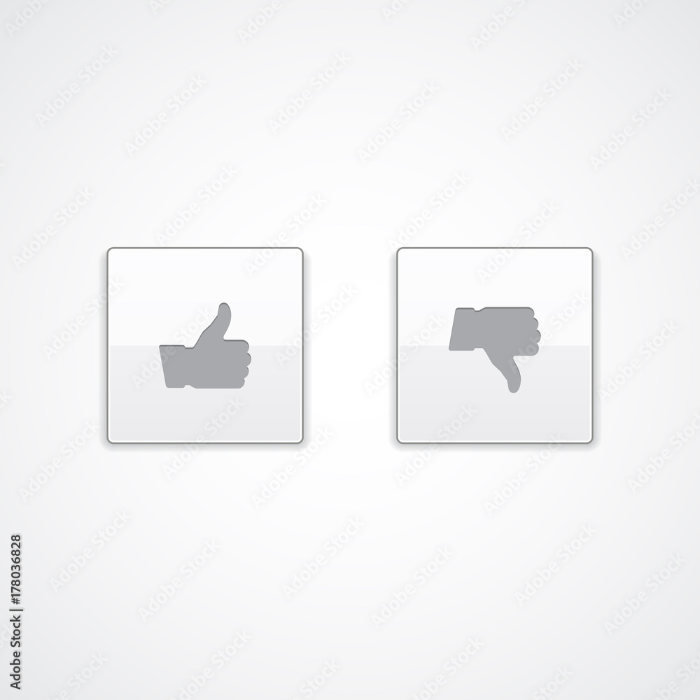 Vector like and dislike icons. Thumbs up and down. Vector like and dislike icons. Thumbs up and down.