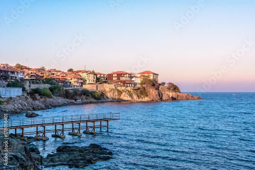 Fototapeta Naklejka Na Ścianę i Meble -  old town of Sozopol from the beach view