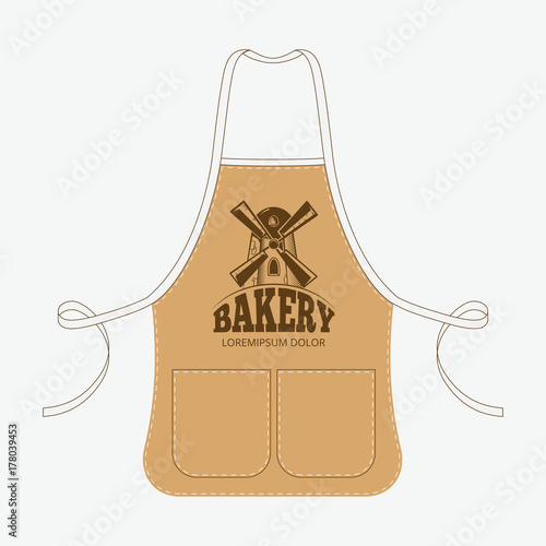 Vintage baker apron with mill emblem