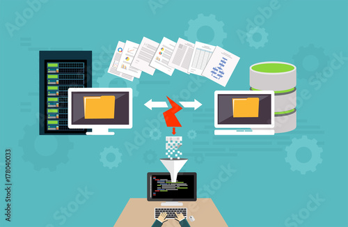 Hijack communication devices. Hacker stealing data. Concept hacking computer.
