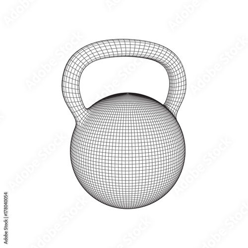 Heavy kettle bell. Wireframe mesh vector. Modern sport fitness concept
