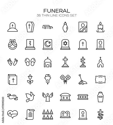 Funeral icon set