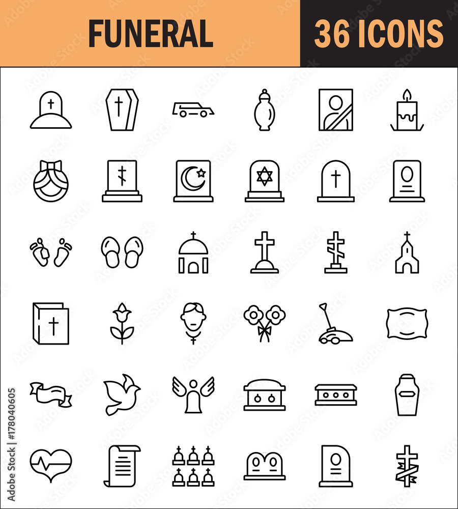 Funeral icon set Funeral icon set