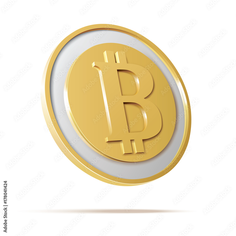 Bitcoin. Physical bit coin. Digital currency. Cryptocurrency. Golden coin with bitcoin symbol isolated on white background. Stock vector illustration. Bitcoin. Physical bit coin. Digital currency. Cryptocurrency. Golden coin with bitcoin symbol isolated on white background. Stock vector illustration.