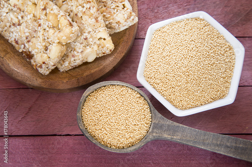 Grains and amaranth bar (Amaranthus)