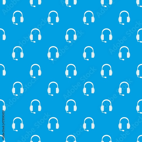 Headphones pattern seamless blue